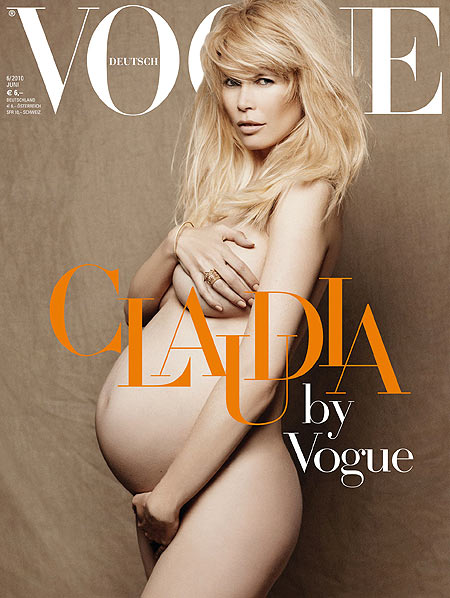 Claudia Schiffer - Naked on the cover of German Vogue